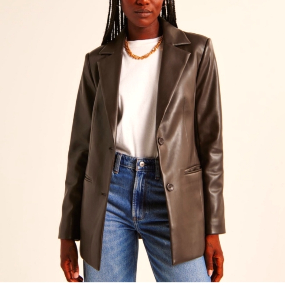 Ambecrombie and Fitch brown leather blazer size xl